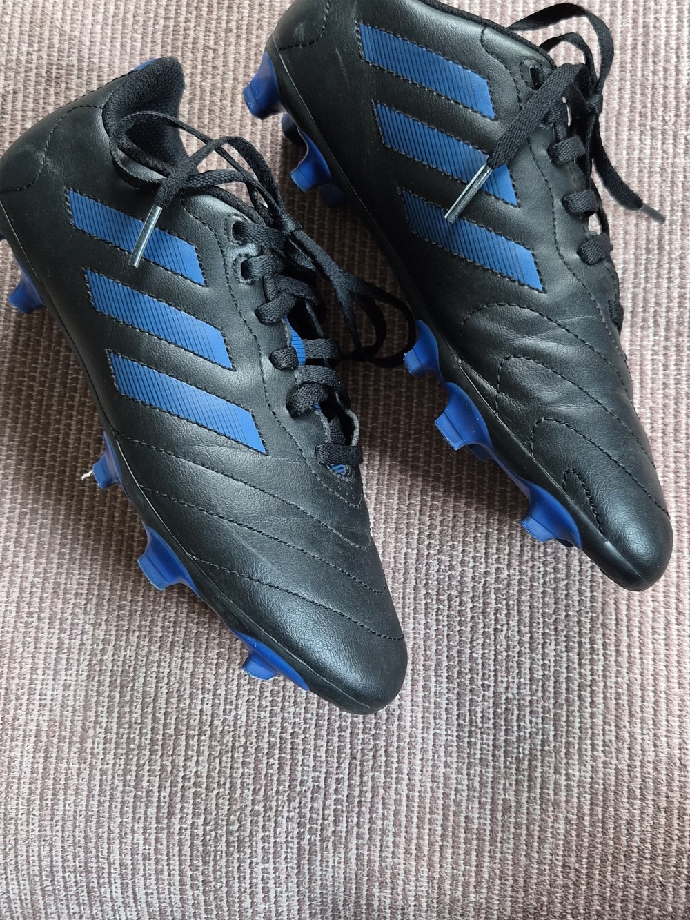 adidas Kids Black and Blue Soccer Cleats